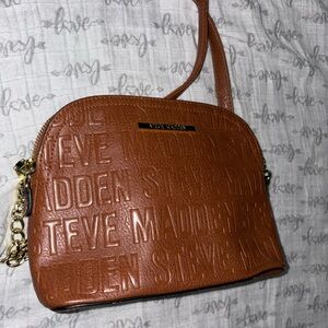 Steve Madden Cognac Embossed Crossbody Bag with Gold Hardware